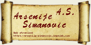 Arsenije Simanović vizit kartica